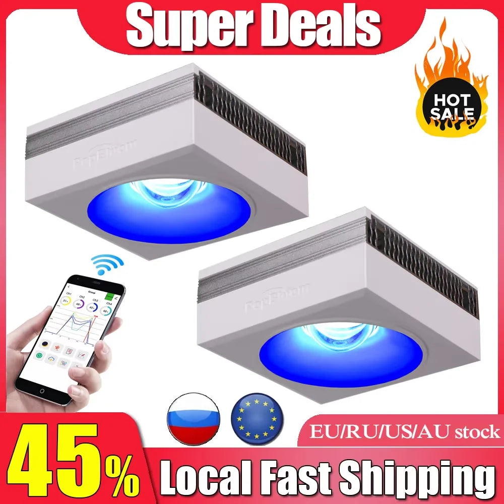 PopBloom RL90 WiFi LED Aquarium Light – Full Spectrum Reef Lamp for Saltwater Coral & Marine Tank Growth