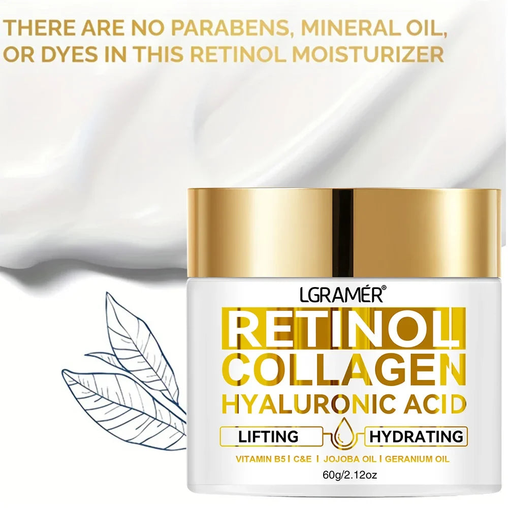 Retinol Face Cream - Collagen & Hyaluronic Acid Moisturizer for Wrinkle Care, Hydration & Skin Firming