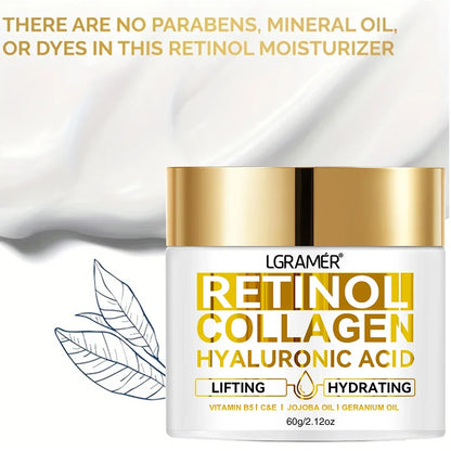 Retinol Face Cream - Collagen & Hyaluronic Acid Moisturizer for Wrinkle Care, Hydration & Skin Firming