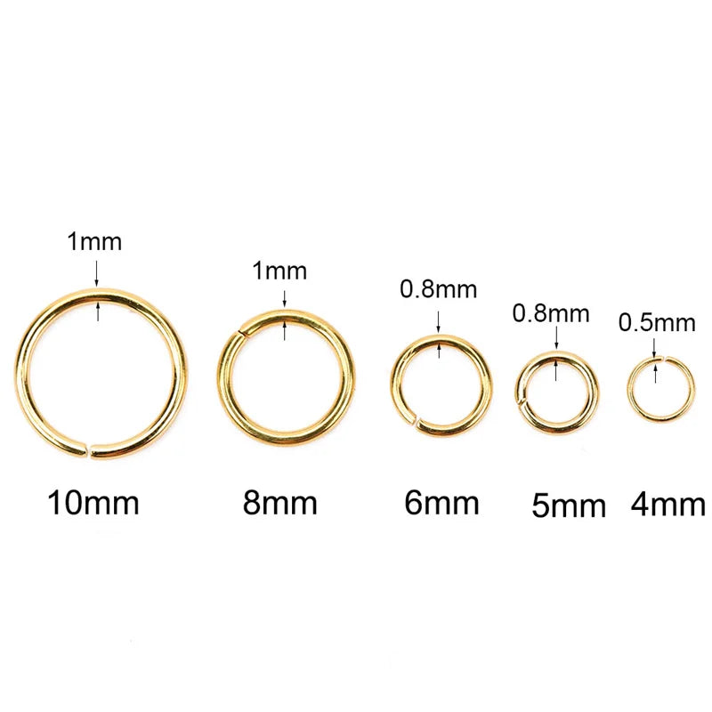 100pcs PVD Stainless Steel Jump Rings - Open Split Ring Connectors for DIY Jewelry Making