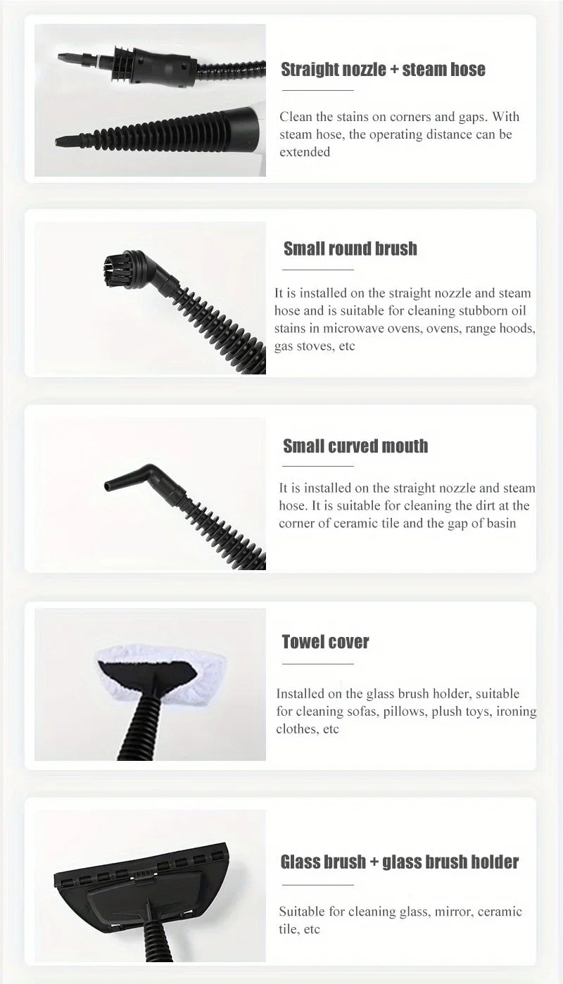 Handheld High-Temperature Steam Cleaner – Multi-Surface Kitchen, Bathroom & Car Cleaning Tool