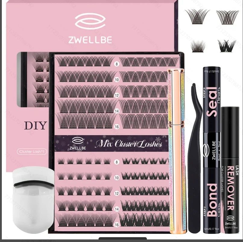 Lash Bond, Seal, and Remover Kit – Waterproof Cluster Eyelash Glue, Strong Hold, Fast Removal for DIY Extensions