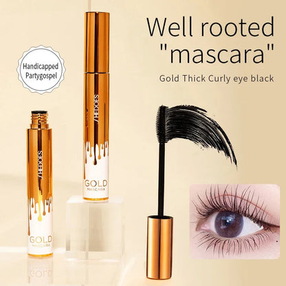 3D Lengthening Mascara - Black Eyelash Extension Effect with Long-Wear Gold Tube Makeup Brush