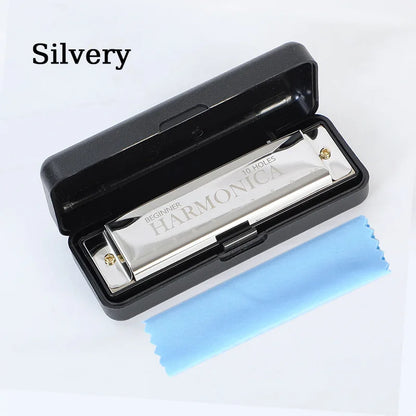 10 Hole Diatonic C Key Harmonica - Blues Harp Mouth Organ Musical Instrument with Storage Case for Beginners & Adults