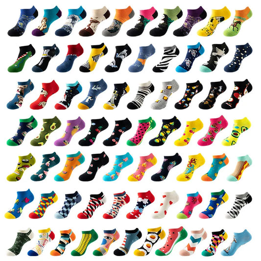 Combed Cotton Ankle Socks for Men & Women - Funny Beer, Fruit & Food Novelty Low Cut Socks (EU 38-43)