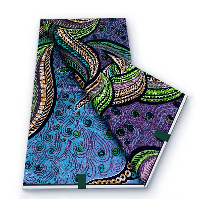 2026 African Real Wax Fabric - 100% Cotton Soft Ankara Batik Gold Print