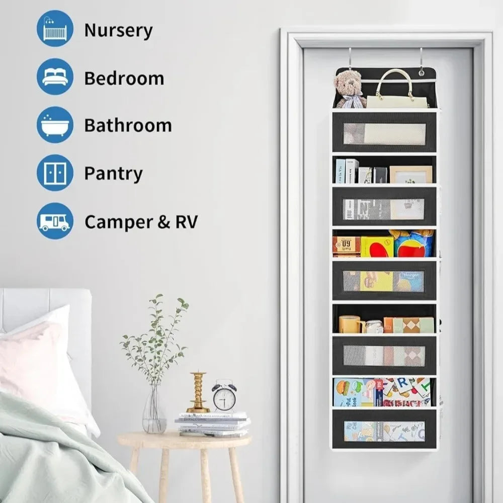 5-Shelf Hanging Door Organizer - Anti-Tilt Large Capacity Storage Pockets for Bedroom & Bathroom