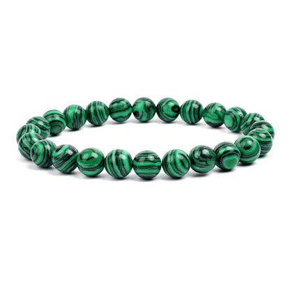 Natural Stone Bead Bracelet - Amethyst Crystal Quartz Aquamarine Jade Agate Elastic Bangle Jewelry for Women & Men