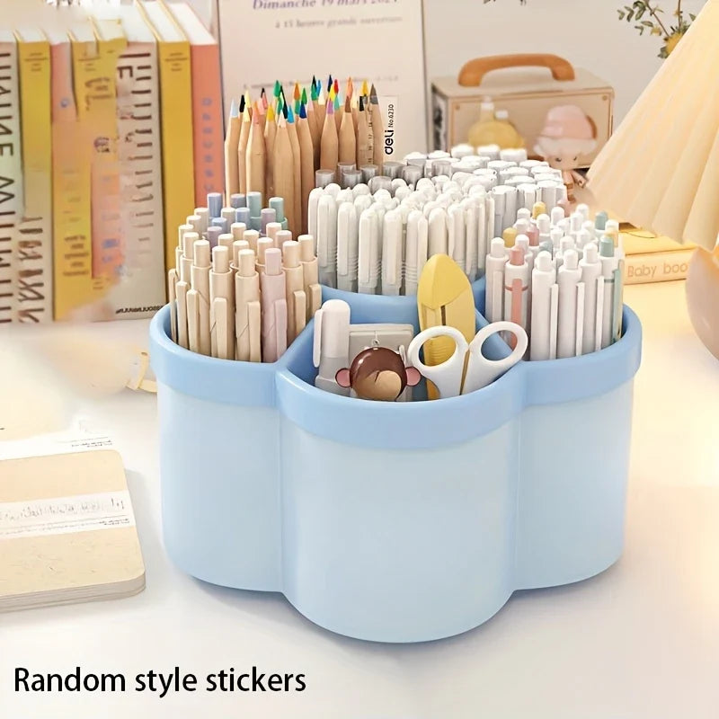 360° Rotating Pen Holder - Cute Large Capacity Desktop Stationery Organizer Storage Box