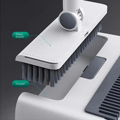 3-in-1 Folding Broom & Dustpan Set - Multi-Surface Floor Cleaning Brush with Strong Bristles