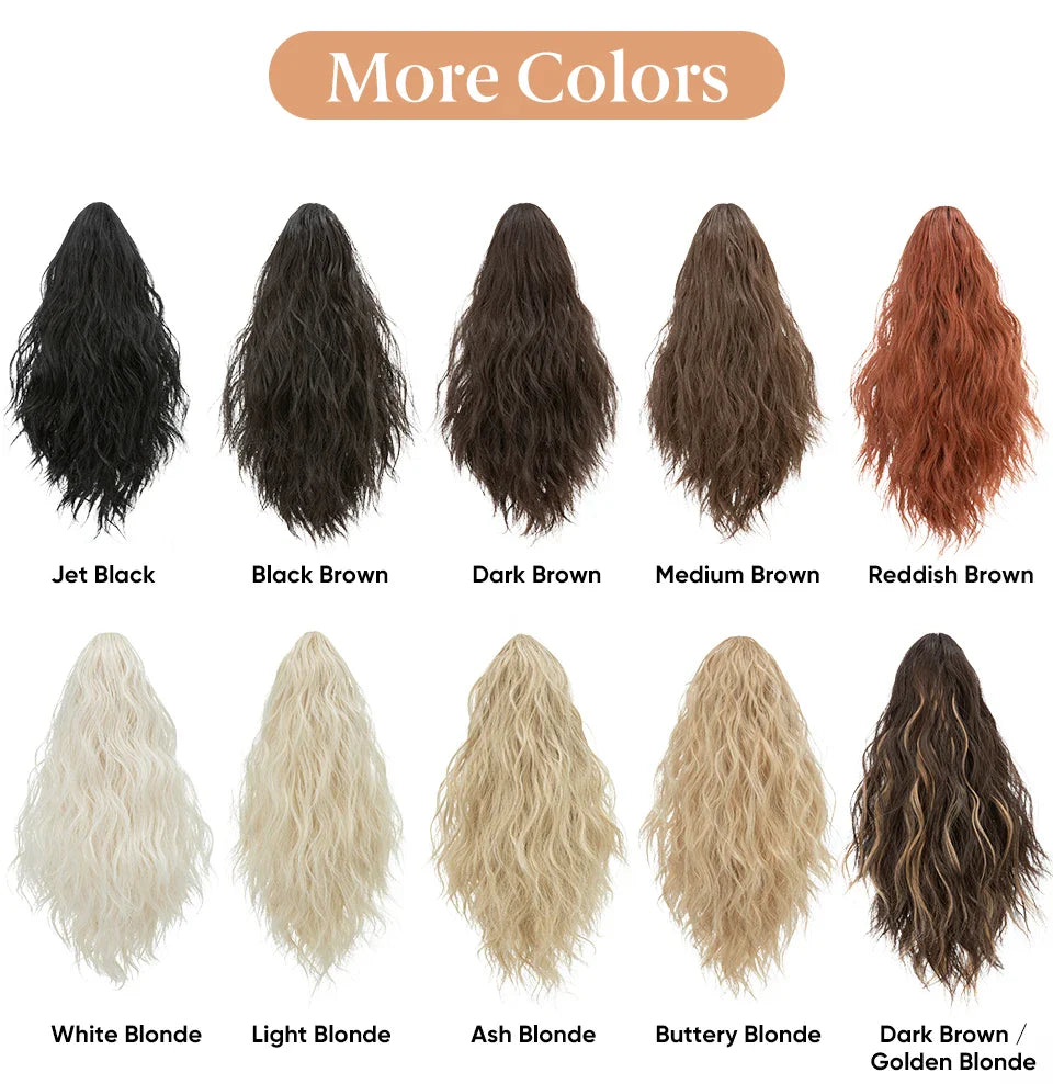 13-Inch Premium Synthetic Curly Claw Clip Ponytail – Blonde Brown Short Hairpiece, Fake Hair Extensions P064