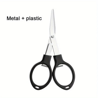Folding Stainless Steel Scissors - Portable Fishing Line Cutter Sewing Needlework and Stationery Multi-Tool