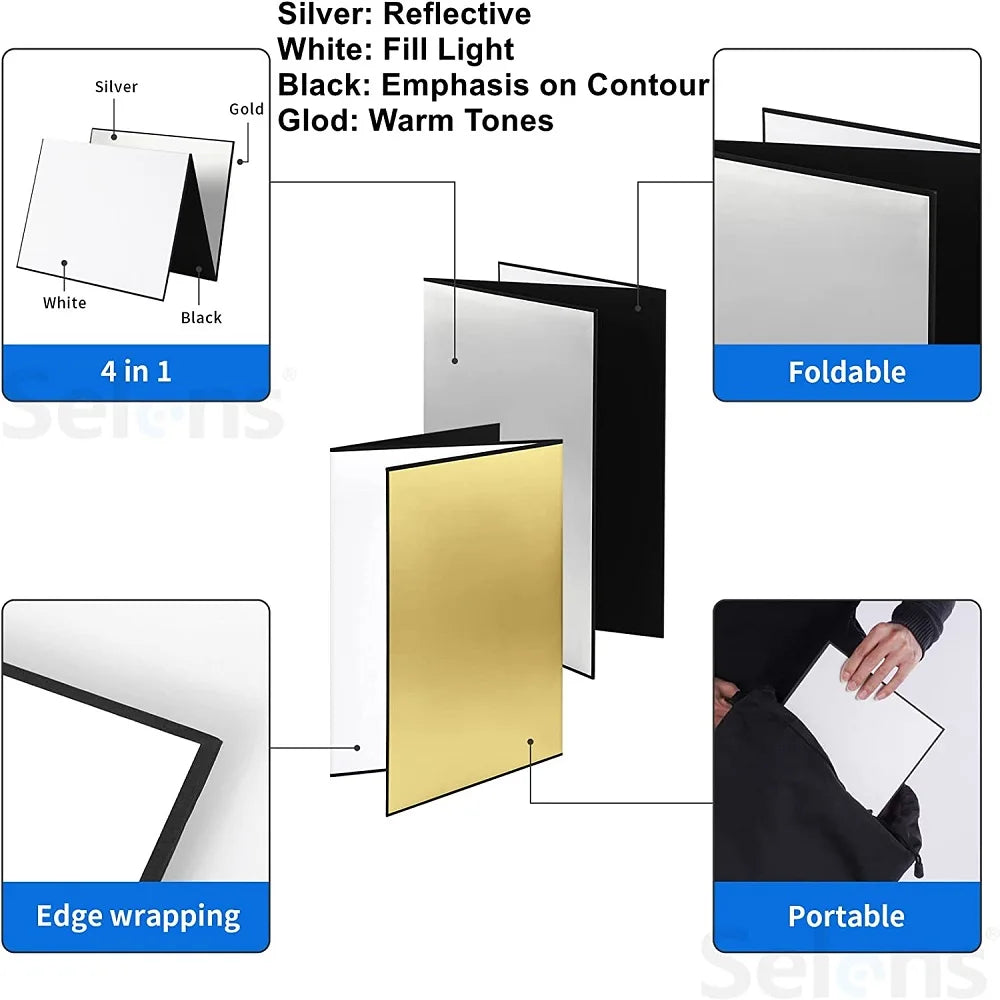 Selens Folding Photography Reflector – Thick Cardboard Paper Board for Camera Photo Shooting and Photography Props
