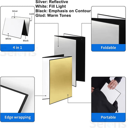 Selens Folding Photography Reflector – Thick Cardboard Paper Board for Camera Photo Shooting and Photography Props
