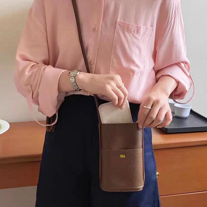 Luxury PU Leather Phone Bag - Custom Letter Crossbody Shoulder Purse for Women’s Fashion Travel & Daily Use