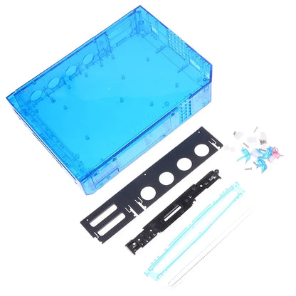 Wii Console Full Housing Shell with Buttons - Transparent Replacement Case Cover in 4 Colors
