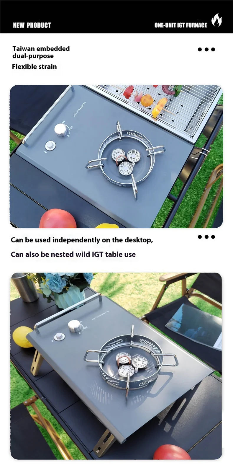 Lohascamping Folding IGT Table – Lightweight Adjustable Backpack Table for BBQ, Burner & Multifunctional Use