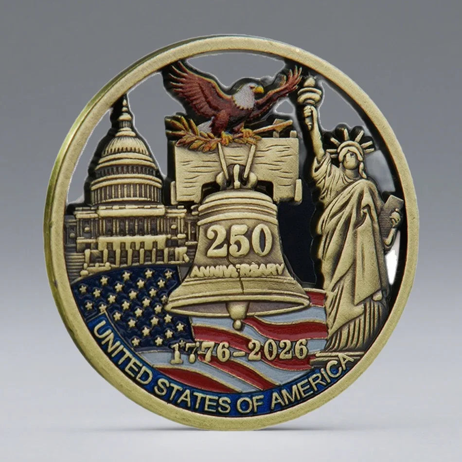 250th Anniversary America Commemorative Coin - Bronze Plated Statue of Liberty Collectible Souvenir for History Collectors