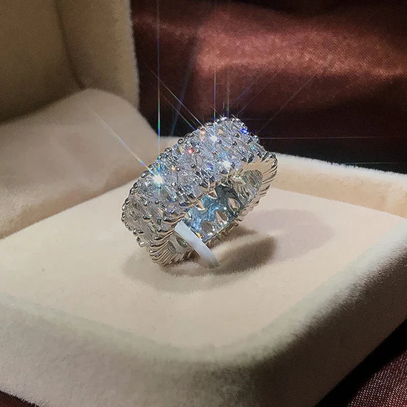 925 Sterling Silver Eternity Band Ring - CZ Diamond Promise Engagement Wedding Jewelry for Women & Men