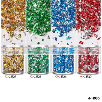 4 Bottles Gold Foil Flakes - Epoxy Resin Craft, Jewelry Making & Nail Art Decoration Supplies
