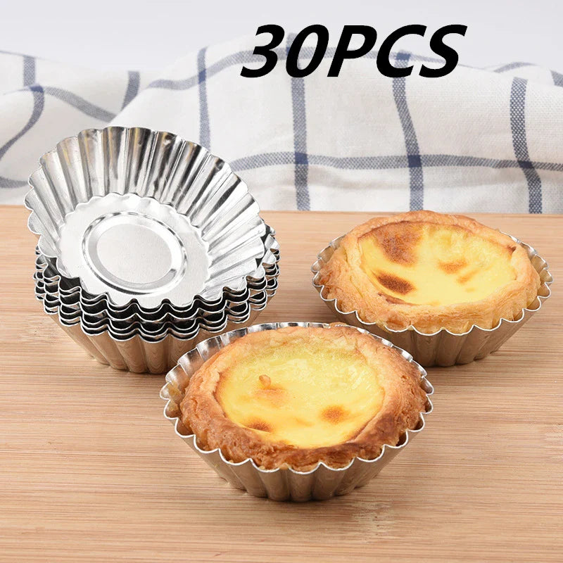 Reusable Non-Stick Aluminum Egg Tart Mold – Flower Shape Cupcake, Muffin, Pudding & Jelly Baking Cup Kitchen Tool