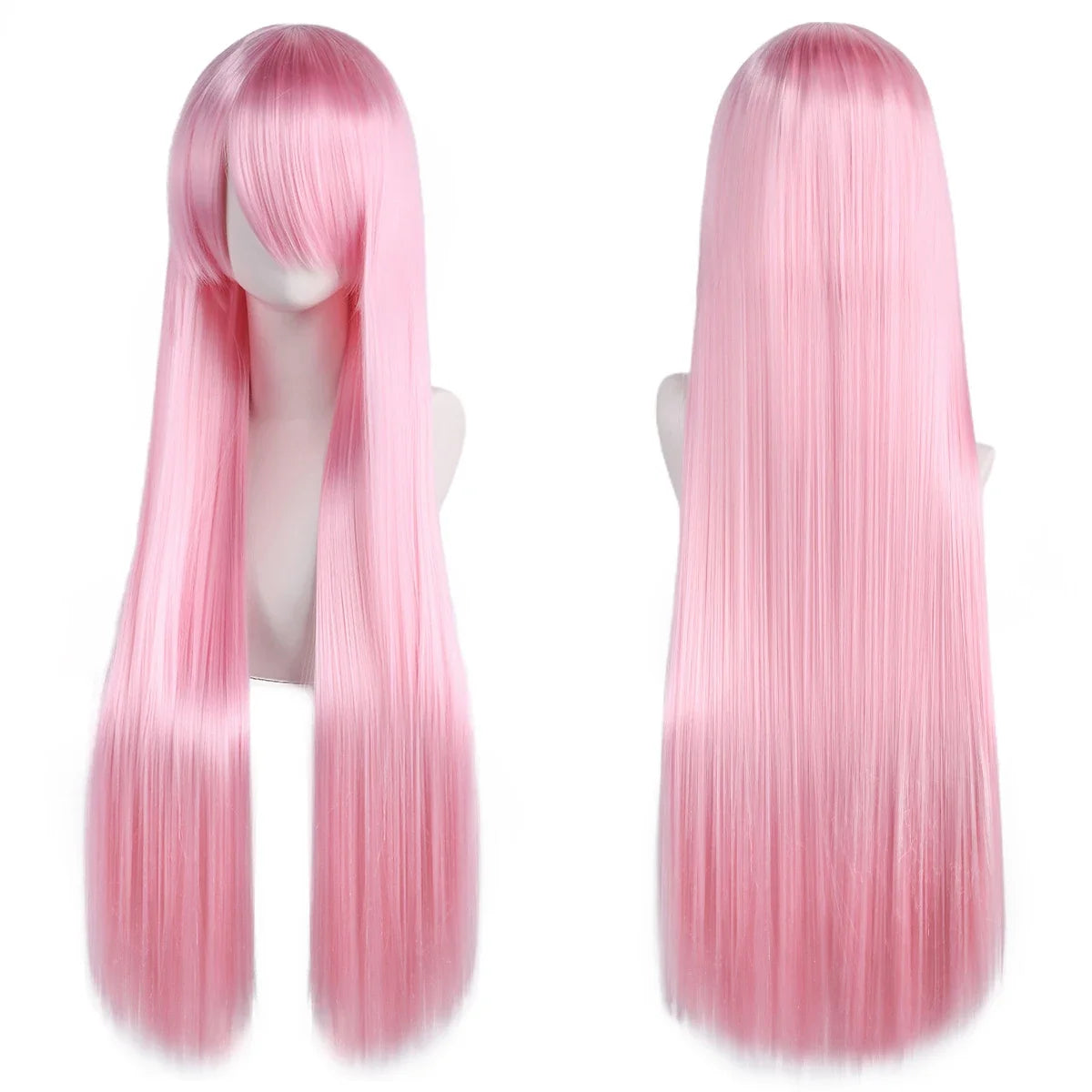 80cm Long Cosplay Wig - Synthetic Straight Hair with Bangs for Lolita Anime Costume Party Styling
