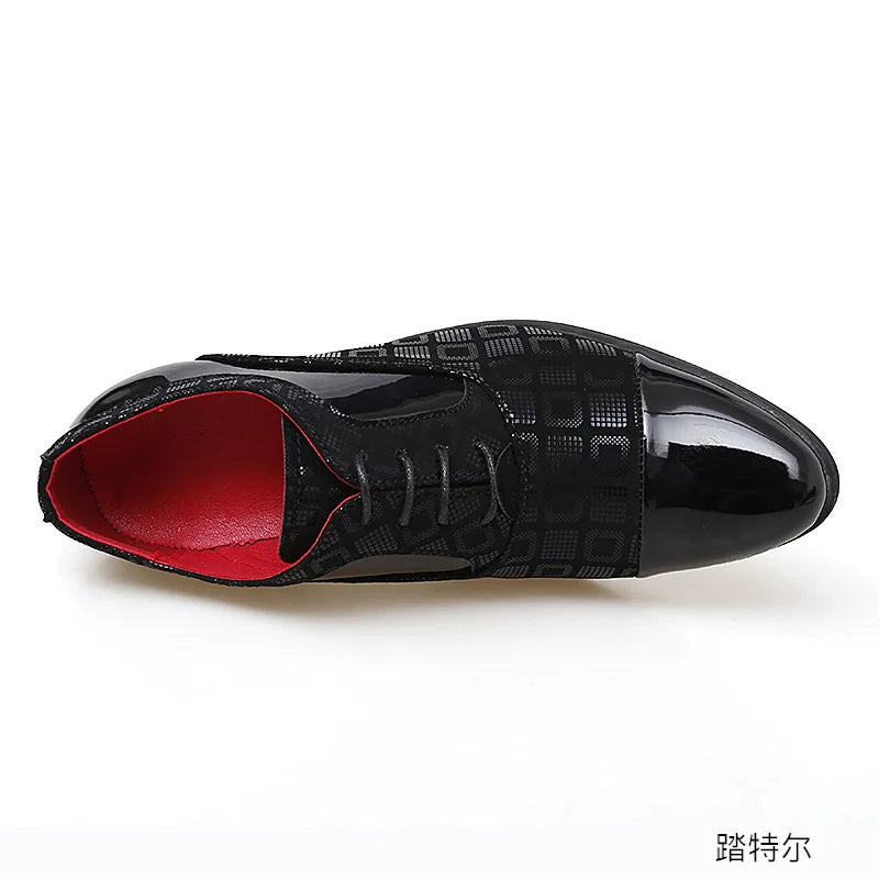 Men’s High Heel Oxford Shoes - Pointed Toe Luxury Leather Formal Business Wedding and Party Dress Shoes