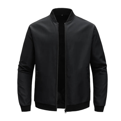 2024 Men's Spring Autumn Jacket – Short Loose Baseball Collar, Solid Color, Business Casual Thin Coat