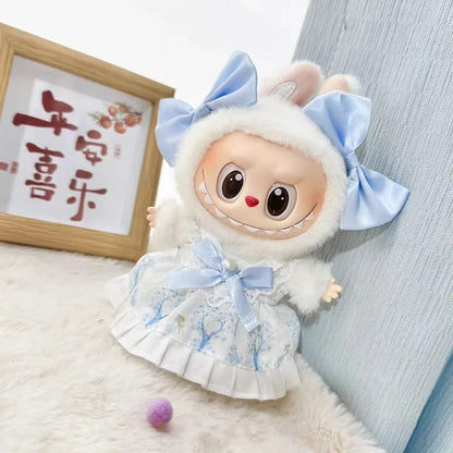 Labubu Pink Ribbon Dress - Cute Fairy Costume Outfit Accessory for 15/17cm Vinyl Doll