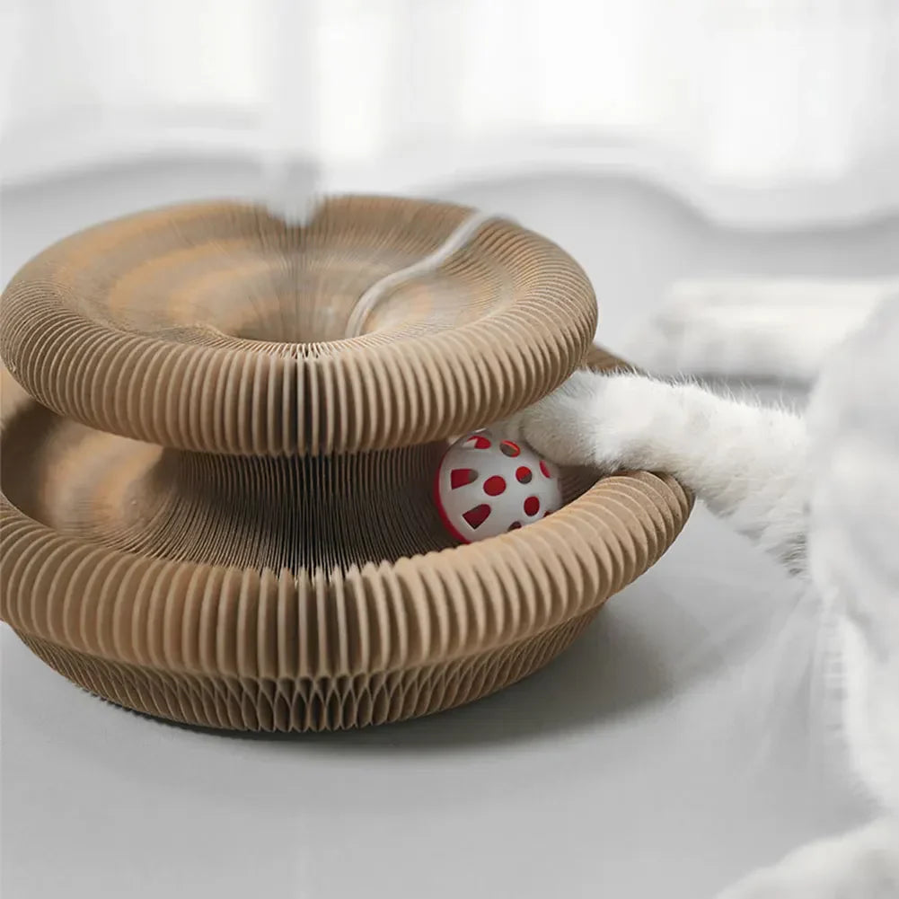 Magic Organ Cat Scratcher Toy – Round Corrugated Scratch Board for Cats, Claw Grinding Accessories (1/2pcs)