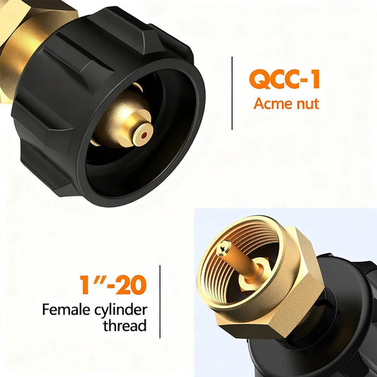 Propane Refill Adapter for 1 lb Tanks - Solid Brass LP Gas Cylinder Refill Connector