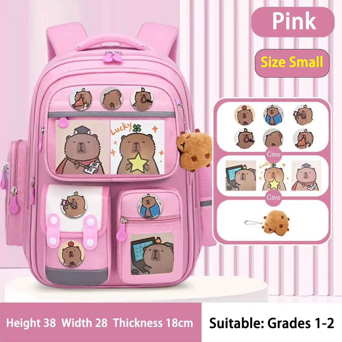 Capybara Waterproof School Backpack | Large Capacity, Ergonomic Straps for Students, Spine-Friendly Gift Bag