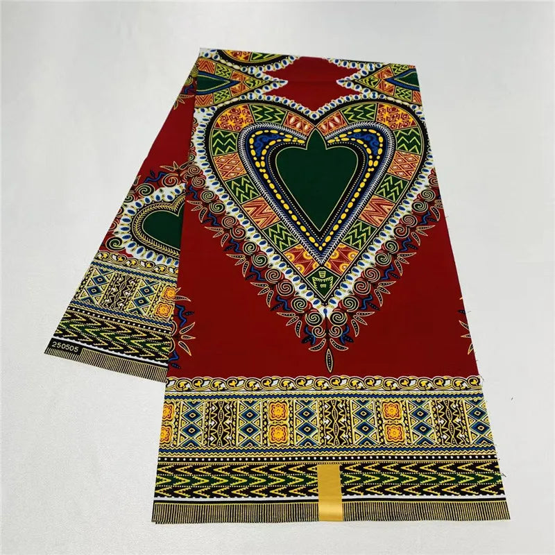 6 Yards African Real Wax Ankara Fabric - 100% Cotton Party Dress Print