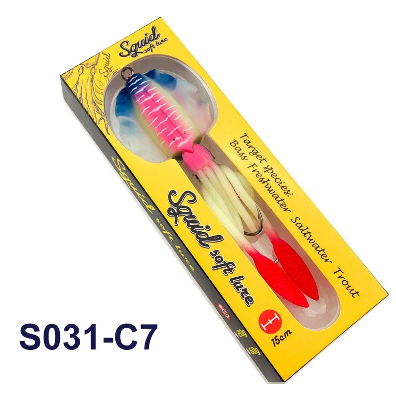 TEASER Silicone Fishing Lure - Luminous Octopus Squid Soft Bait Wobbler Jig for Sea Fishing