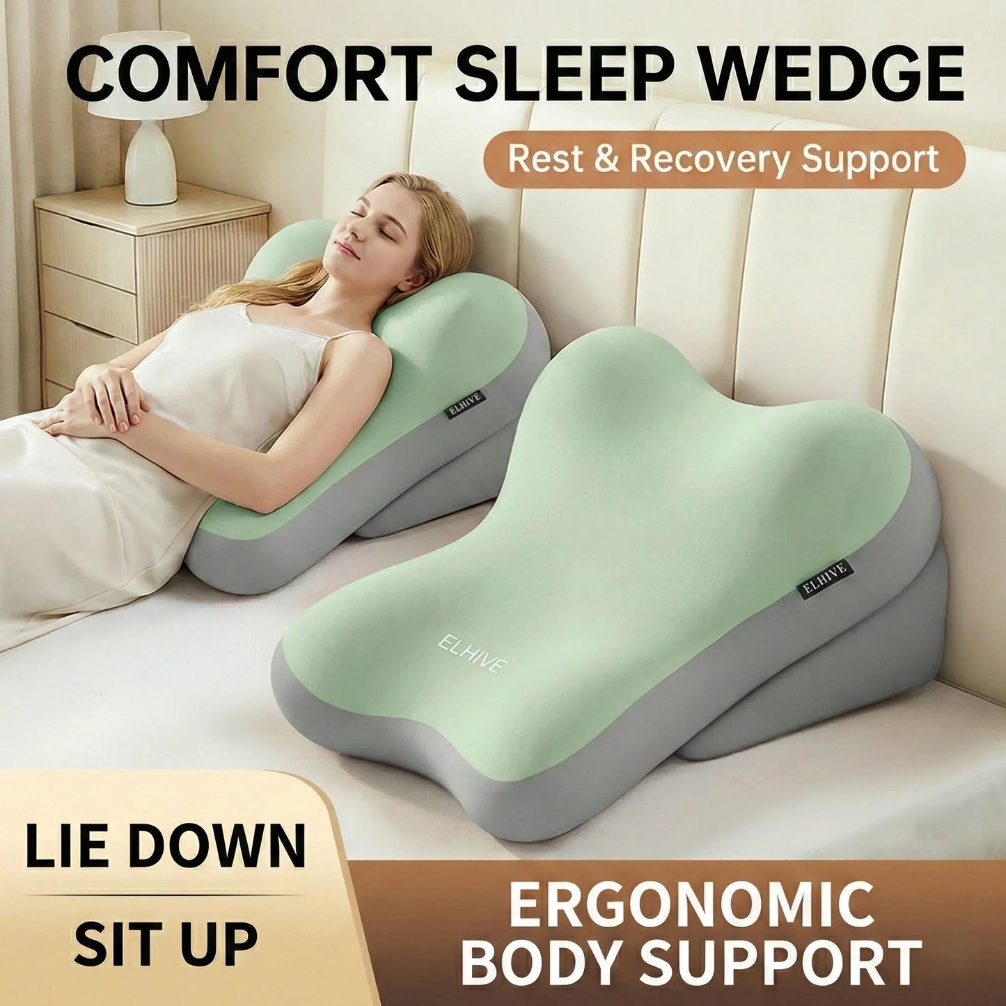 Adjustable Ergonomic Support Pillow - Back & Neck Comfort Cushion