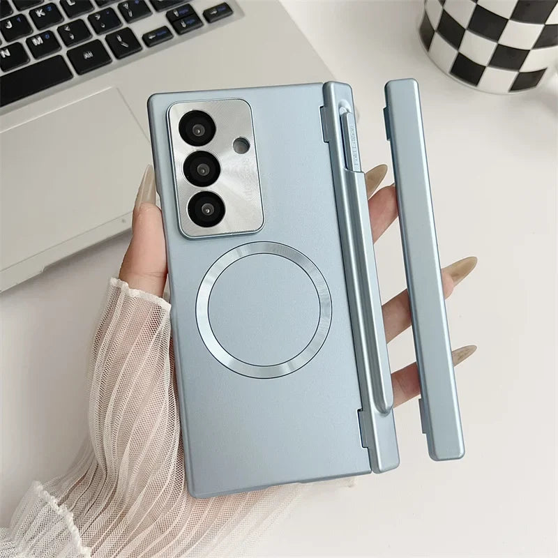 Plated PC Tempered Glass Phone Case - Anti-Fingerprint Drop Protection Cover for Samsung Galaxy Z Fold 7/6/5