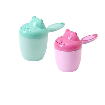 Baby Cartoon Bear Bath Cup - Cute Newborn Shower Rinse Spoon for Kids Shampoo & Bathing