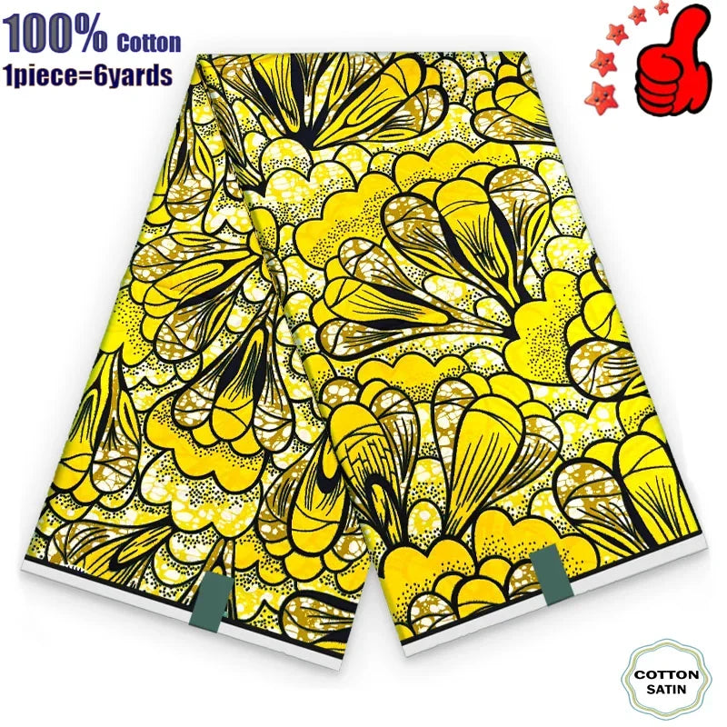 African Real Wax Fabric - High Quality 100% Cotton Ankara Pagne for Women’s Dresses