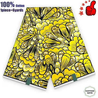 African Real Wax Fabric - High Quality 100% Cotton Ankara Pagne for Women’s Dresses