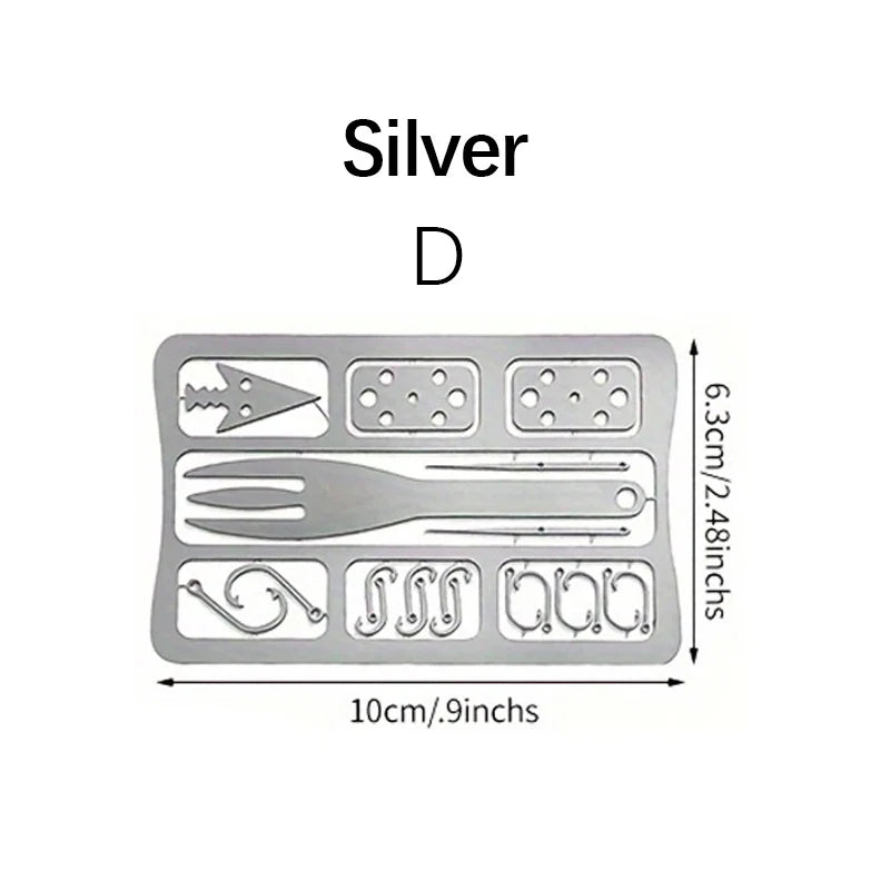 1/4PCS PSKOOK Survival Fishing Hook Card - Stainless Steel Multifunction Tool Card for Camping, Fishing & Outdoor Adventures