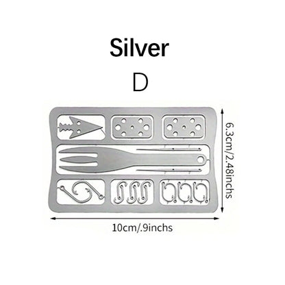 1/4PCS PSKOOK Survival Fishing Hook Card - Stainless Steel Multifunction Tool Card for Camping, Fishing & Outdoor Adventures