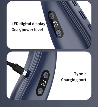 Portable Neck Fan 5200mAh – Rechargeable Wearable Semiconductor Cooling Fan, Personal Outdoor Neck Air Conditioner