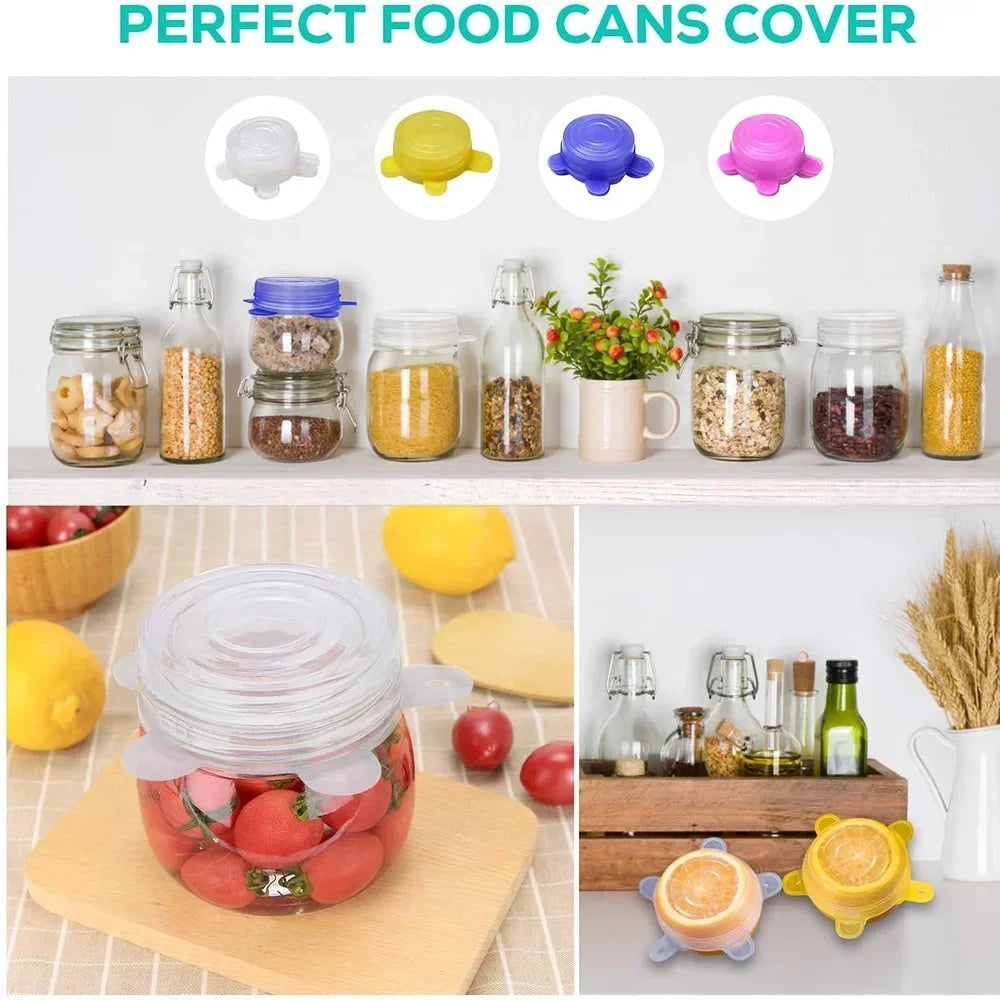 Silicone Stretch Can & Jar Lids (6PCS) – 2.6 Inch Food-Safe Reusable Covers for Yogurt, Bowls & Containers