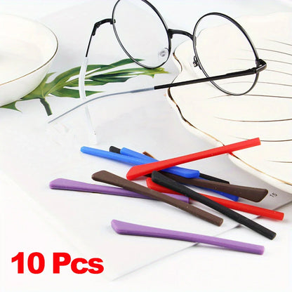 10pcs Silicone Eyeglass Temple Tips - Replacement Ear Socks Sleeves for Thin Metal Glasses Legs & Eyewear Accessories