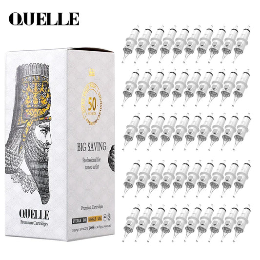 QUELLE 50PCS Disposable Sterile Tattoo Needles RL/RLT 0.30MM Revolution Cartridges for Tattoo Machines & Body Art
