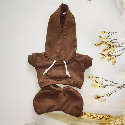Ropa Labubu Clothes Set for 15/17cm V1/V2 Plush Dolls – Hooded Sweatshirt & Pants | Doll Outfit Accessories & Kid Toy Gift