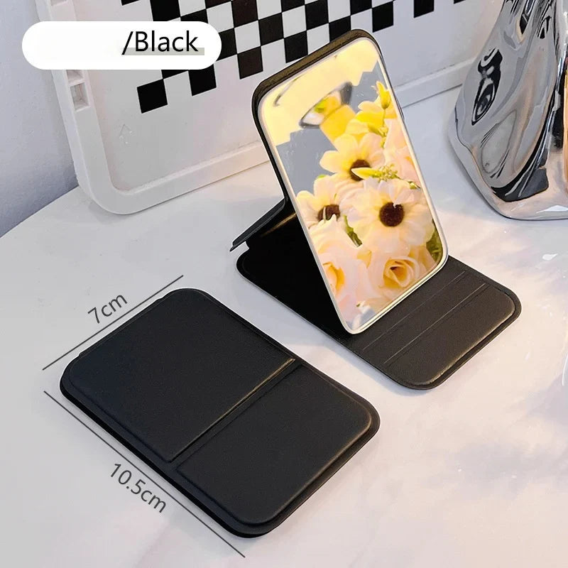 Portable Folding Makeup Mirror - HD Mini Desktop Stand-Up Mirror for Girls, Travel & Daily Beauty