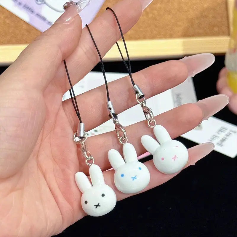 3PCS Miffy Cartoon Keychain Set - Cute Anime Character Pendant for Backpack, Phone Case & Couple Accessories