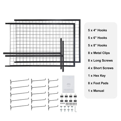 SucceBuy Double-Sided Grid Wall Panels – Wire Display Racks with Hooks for Art, Crafts & Retail Shops
