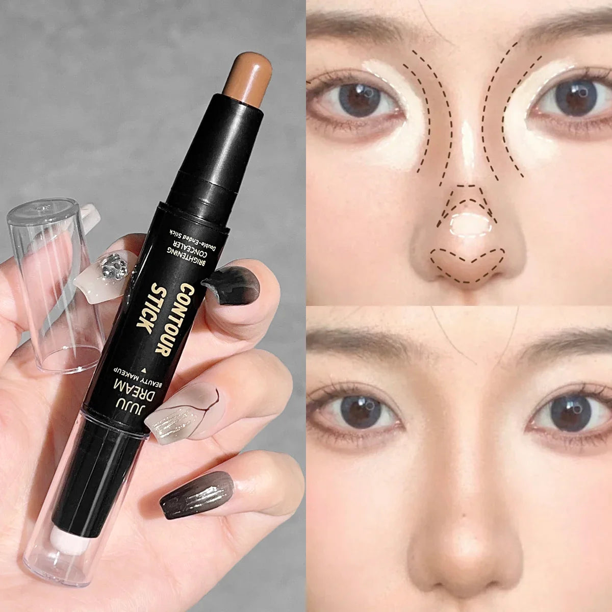 Dual-Ended Contour & Concealer Stick – Long-Lasting Foundation for Dark Circles & Facial Contouring